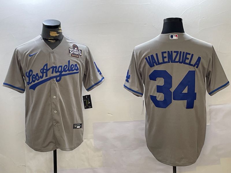 Men Los Angeles Dodgers #34 Valenzuela Grey Game 2024 Nike MLB Jersey style 10291->los angeles dodgers->MLB Jersey